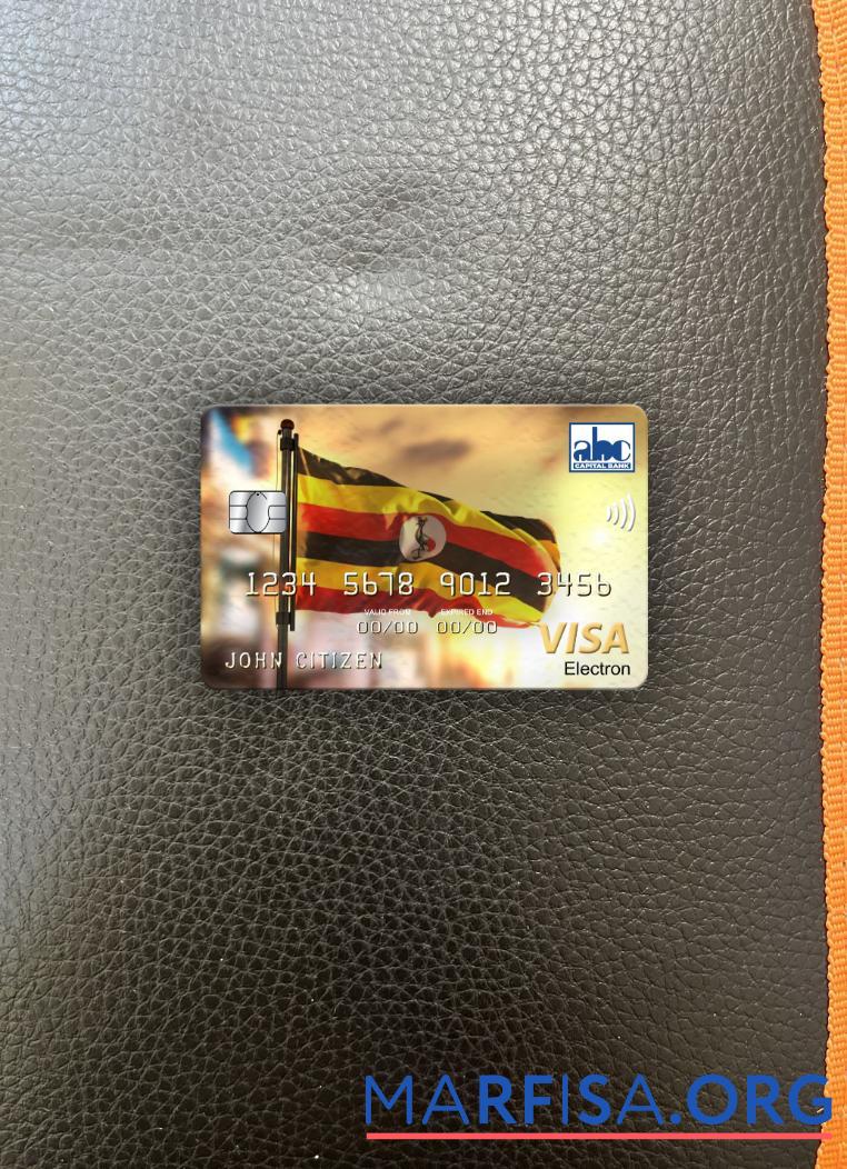 Realistic Uganda ABC Bank of Uganda visa electron photolook front example